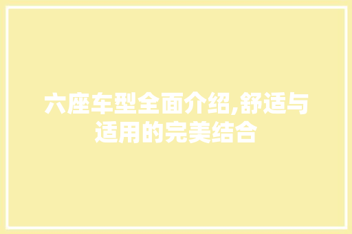 六座车型全面介绍,舒适与适用的完美结合