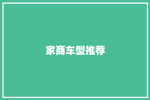 家商车型推荐