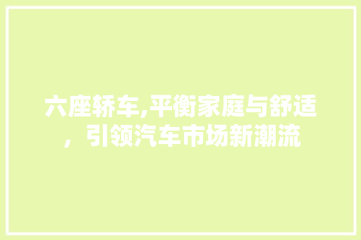 六座轿车,平衡家庭与舒适，引领汽车市场新潮流