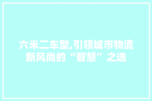 六米二车型,引领城市物流新风尚的“智慧”之选