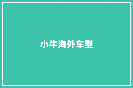 小牛海外车型