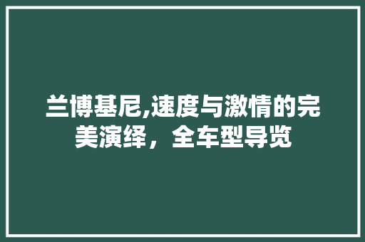 兰博基尼,速度与激情的完美演绎，全车型导览