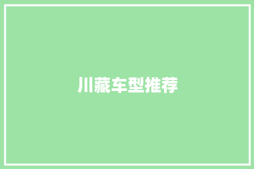 川藏车型推荐