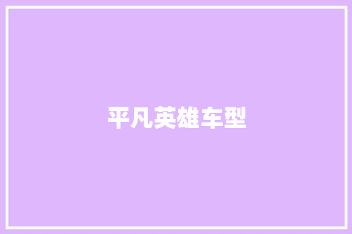 平凡英雄车型
