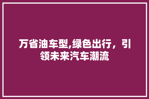 万省油车型,绿色出行，引领未来汽车潮流