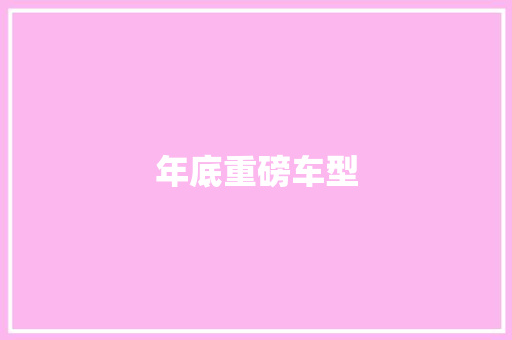 年底重磅车型