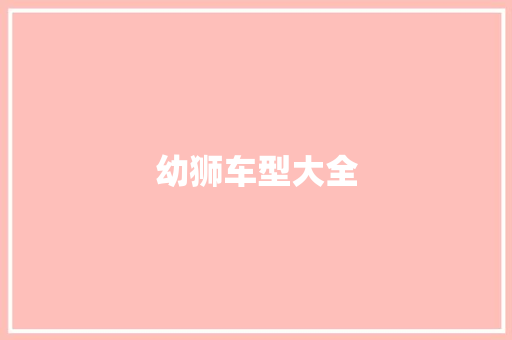 幼狮车型大全