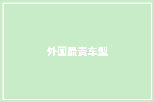 外国最贵车型