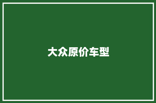 大众原价车型