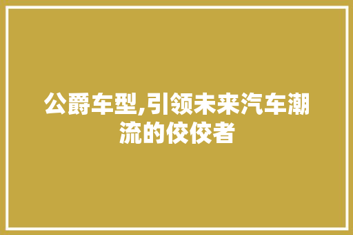公爵车型,引领未来汽车潮流的佼佼者