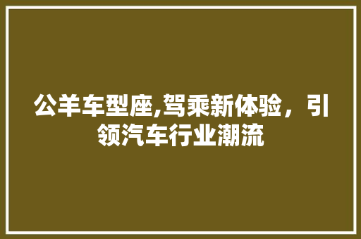 公羊车型座,驾乘新体验，引领汽车行业潮流