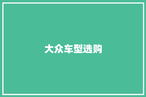 大众车型选购