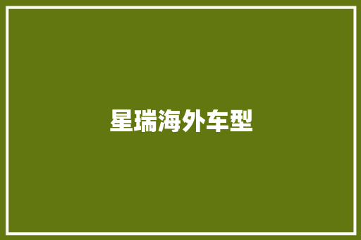 星瑞海外车型