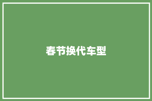 春节换代车型