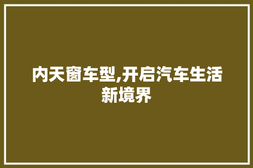内天窗车型,开启汽车生活新境界