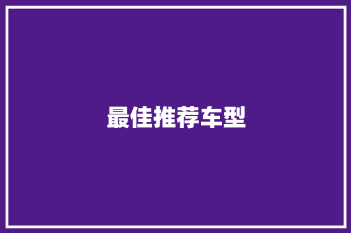 最佳推荐车型