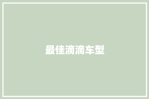最佳滴滴车型
