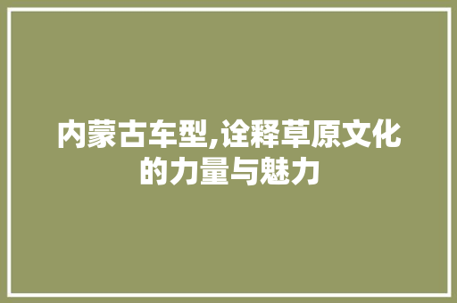 内蒙古车型,诠释草原文化的力量与魅力