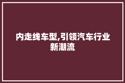 内走线车型,引领汽车行业新潮流