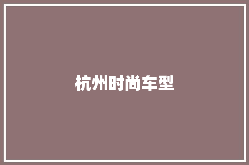 杭州时尚车型
