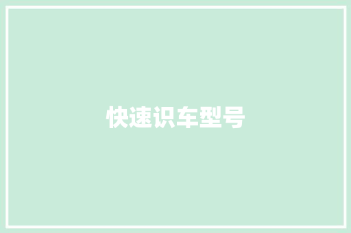 快速识车型号