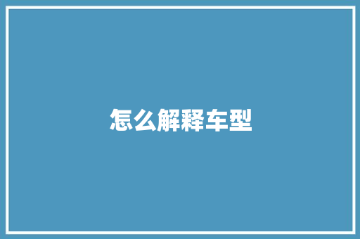 怎么解释车型