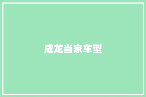成龙当家车型