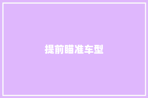 提前瞄准车型 新能源汽车