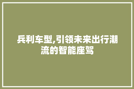 兵利车型,引领未来出行潮流的智能座驾