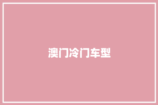 澳门冷门车型