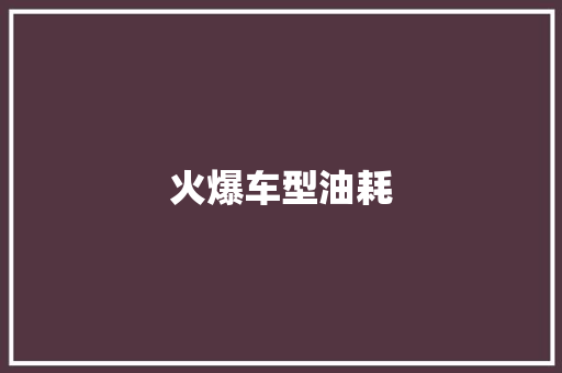 火爆车型油耗