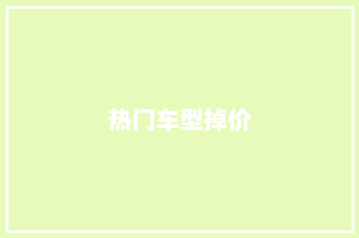 热门车型掉价