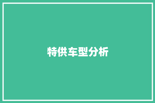 特供车型分析