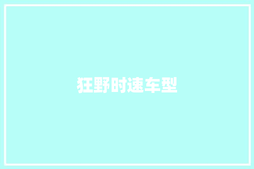 狂野时速车型