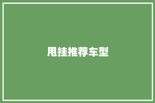 甩挂推荐车型