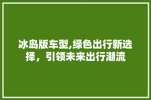 冰岛版车型,绿色出行新选择，引领未来出行潮流
