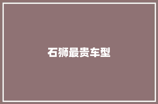 石狮最贵车型