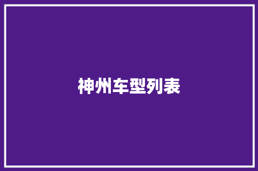 神州车型列表