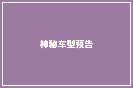 神秘车型预告