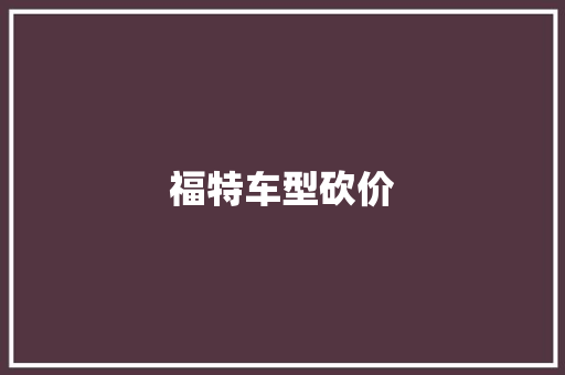 福特车型砍价