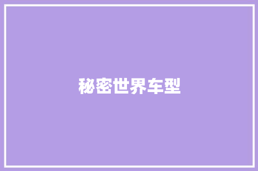 秘密世界车型