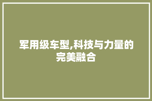 军用级车型,科技与力量的完美融合