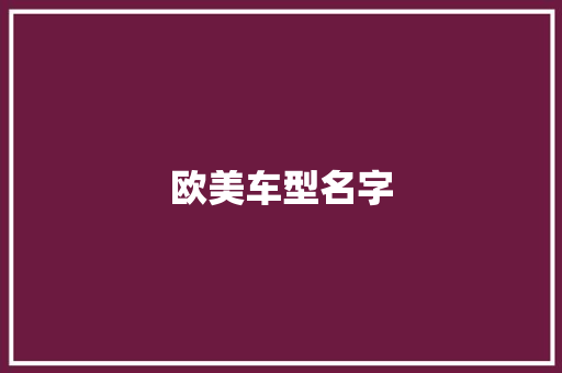 欧美车型名字