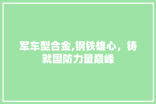 军车型合金,钢铁雄心，铸就国防力量巅峰