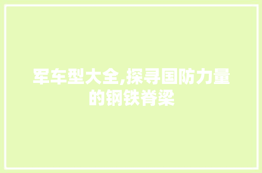 军车型大全,探寻国防力量的钢铁脊梁