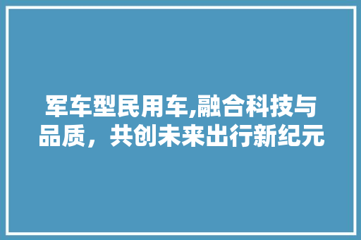 军车型民用车,融合科技与品质，共创未来出行新纪元