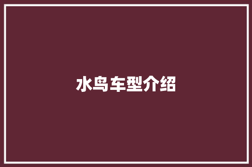 水鸟车型介绍