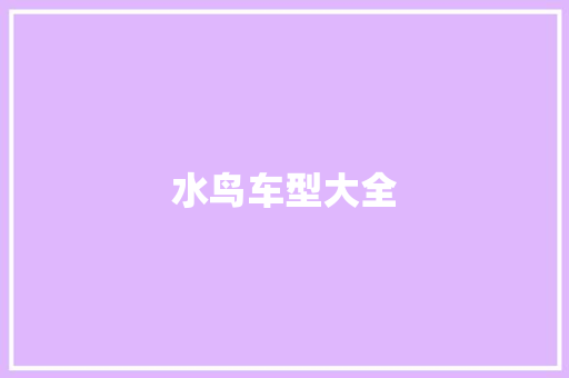 水鸟车型大全