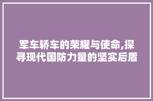 军车轿车的荣耀与使命,探寻现代国防力量的坚实后盾