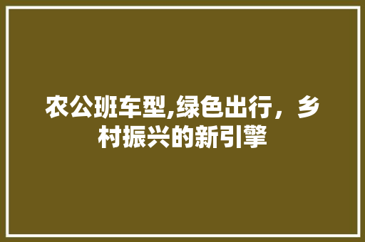 农公班车型,绿色出行，乡村振兴的新引擎